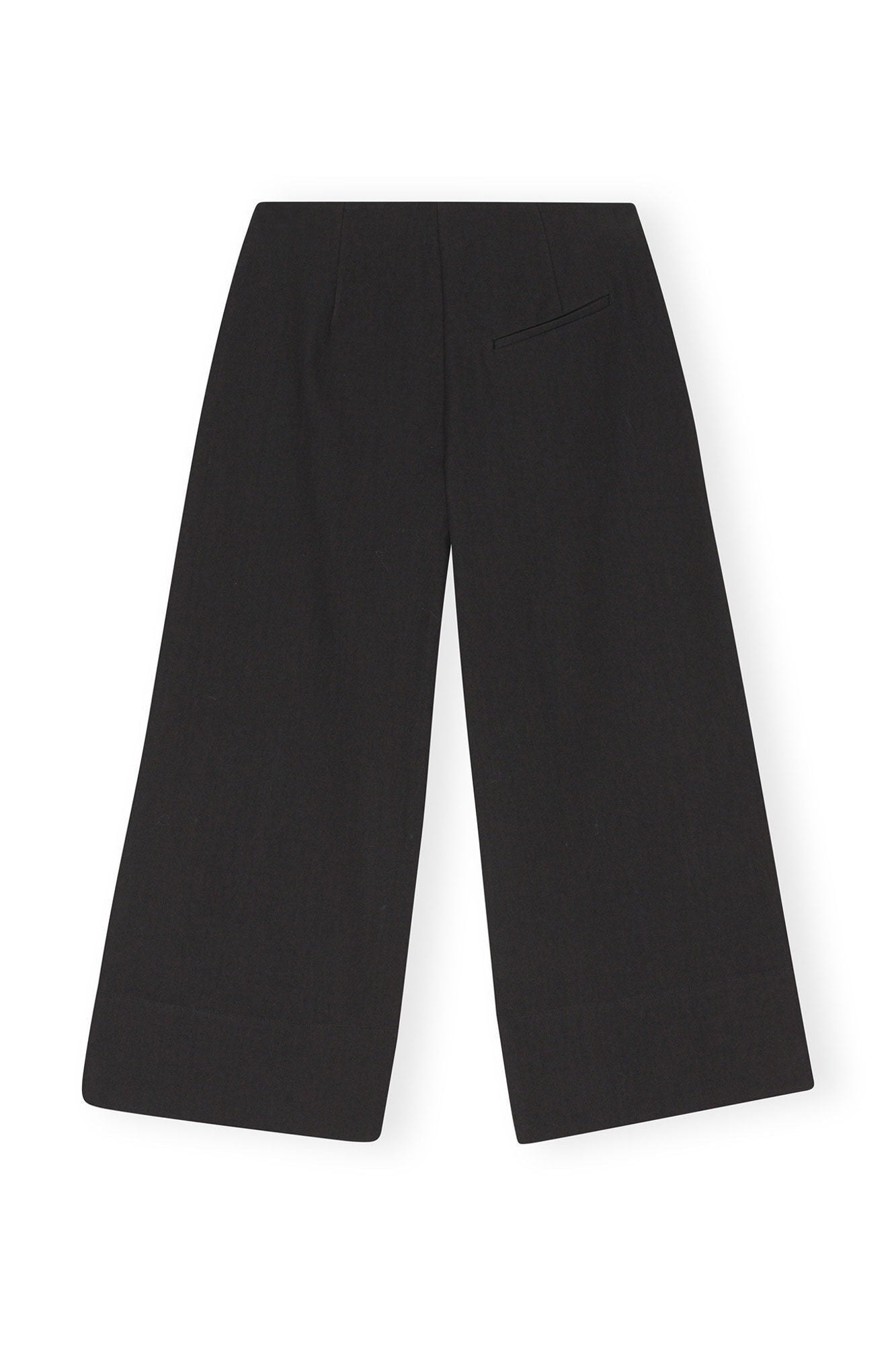 Cotton Suiting Cropped Wide Trousers | Black
