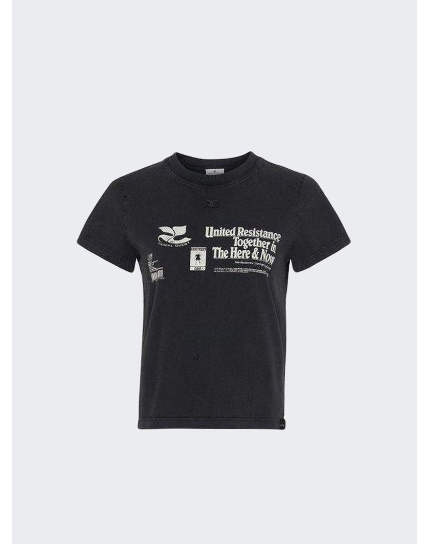 Courrèges | Men | Resistance Destroyed T-shirt | Stonewashed Grey