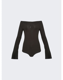 Courrèges | Women | Drop Zipped Crepe Jersey Bodysuit | Mud Brown