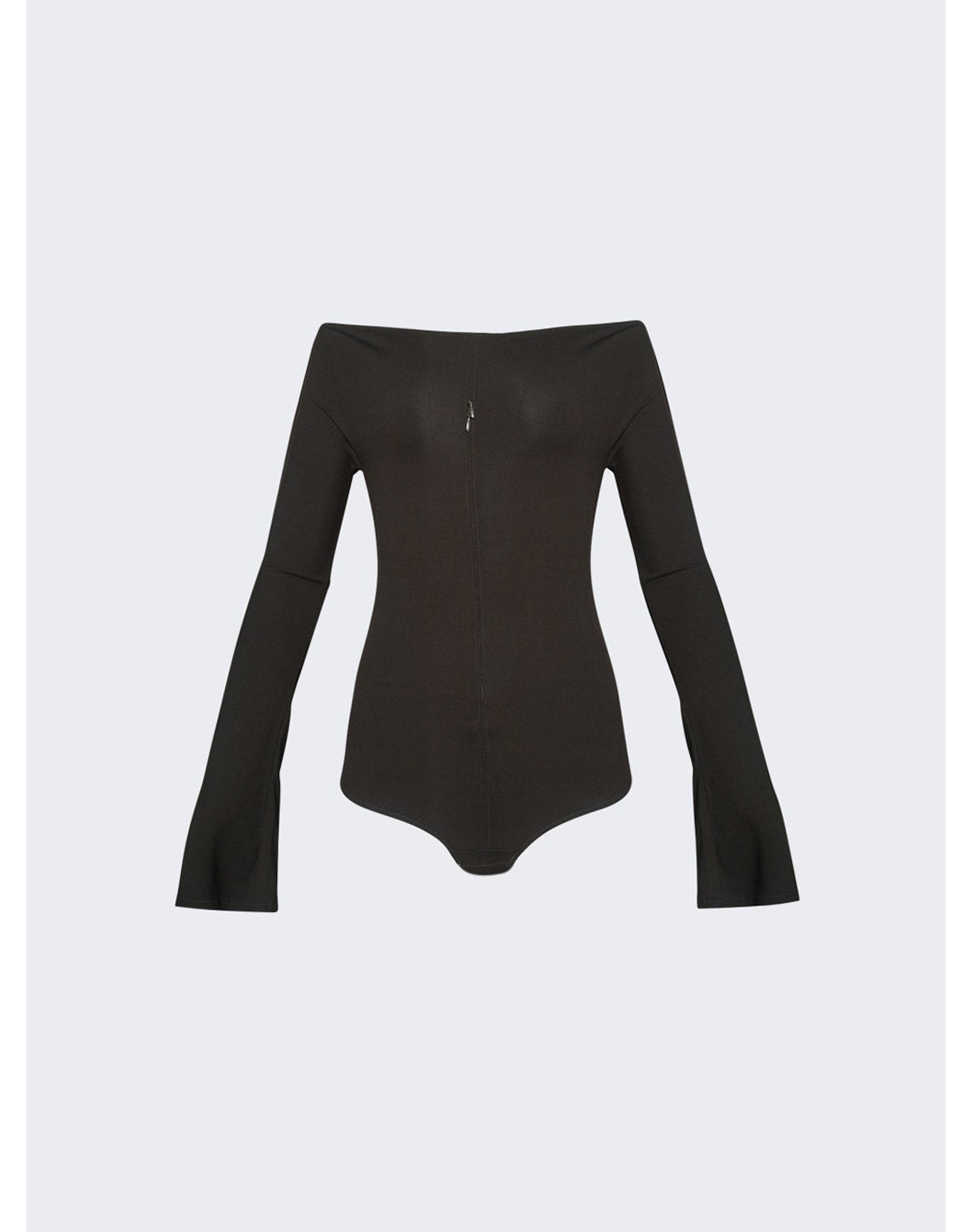 Courrèges | Women | Drop Zipped Crepe Jersey Bodysuit | Mud Brown