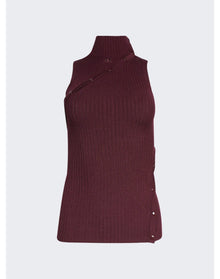 Courrèges | Women | Multistyling Rib Knit Top | Burgundy
