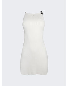 Courrèges | Women | Neckline Rib Knit Dress | Lime Stone