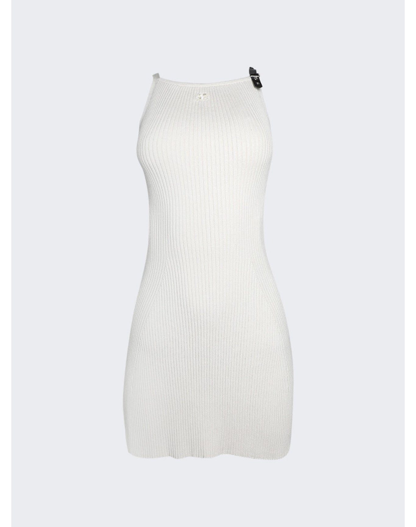 Courrèges | Women | Neckline Rib Knit Dress | Lime Stone