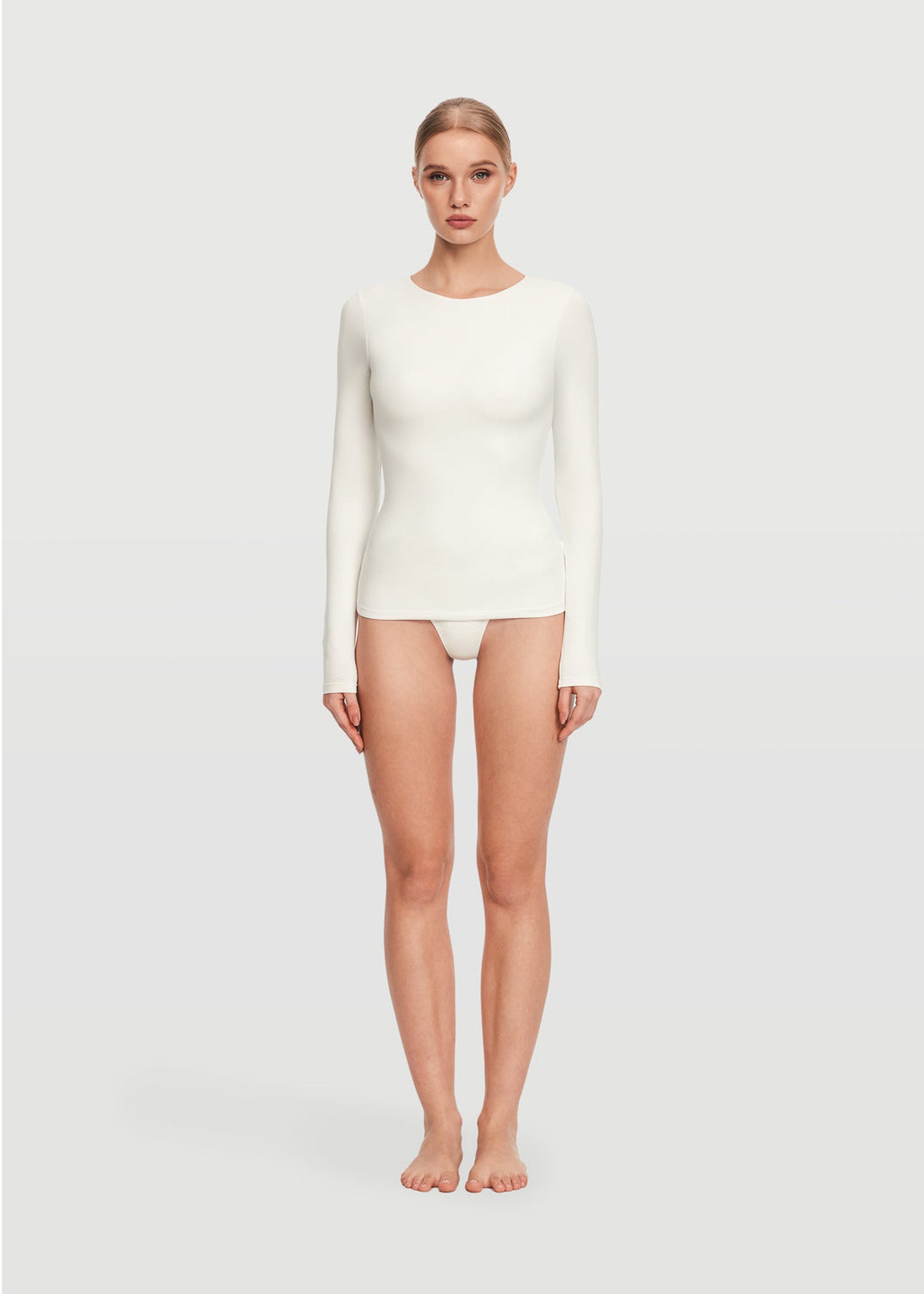Crew Neck Long Sleeve Top | White