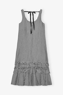 Crinkled Check Long Dress | Black
