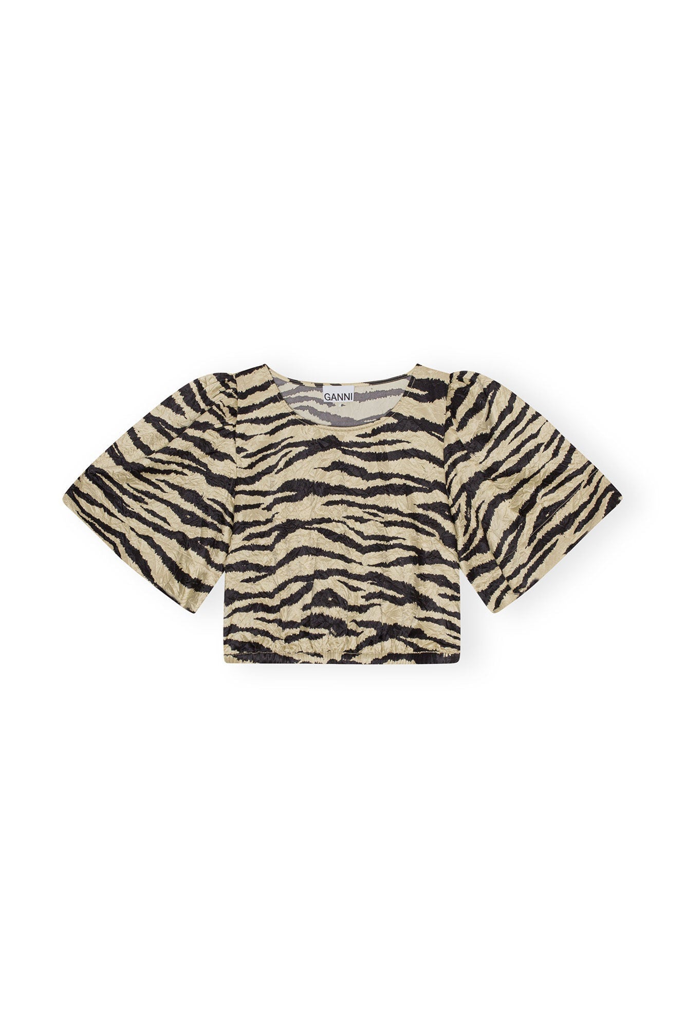 Crinkled Satin Blouse | Pale Khaki
