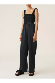 Crinkled Satin Jumpsuit | Black