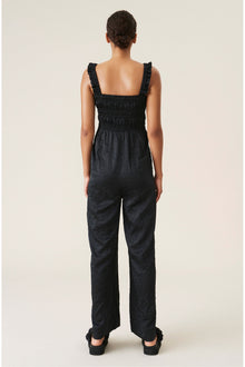 Crinkled Satin Jumpsuit | Black
