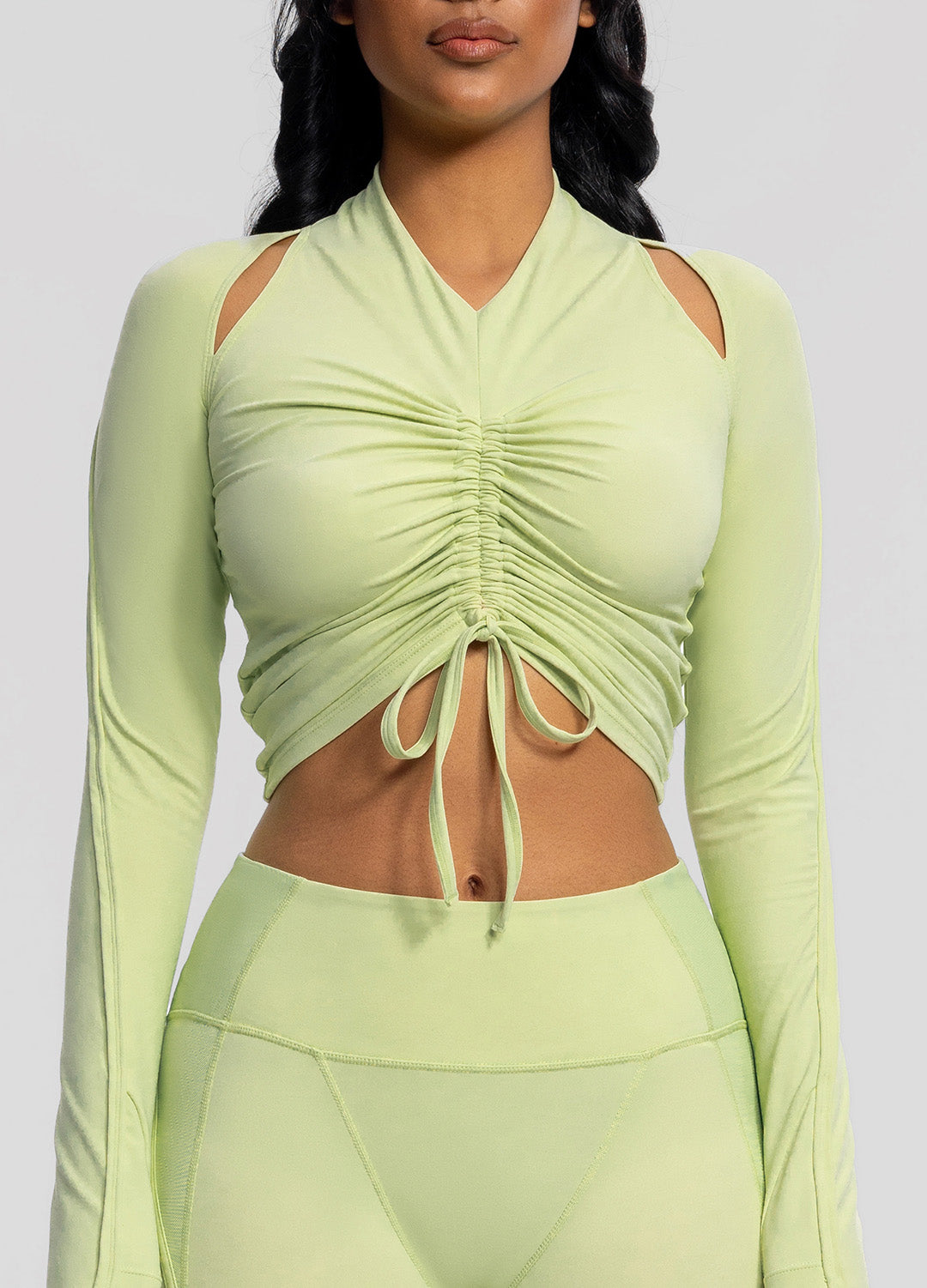 Drawstring Crop Top | Cool Matcha