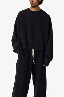 Cropped Crewneck | Washed Black