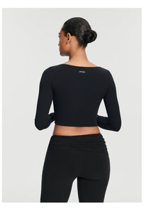 Cropped Round Neck Top | Black