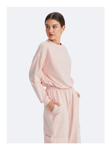 Cropped Sweatshirt with Drawstring | Marshmallow Pink