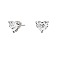 Womens | Stud Earrings | 14K White Gold | 1 CTW Heart Shape Lab Grown Diamond | G-VS-SI1