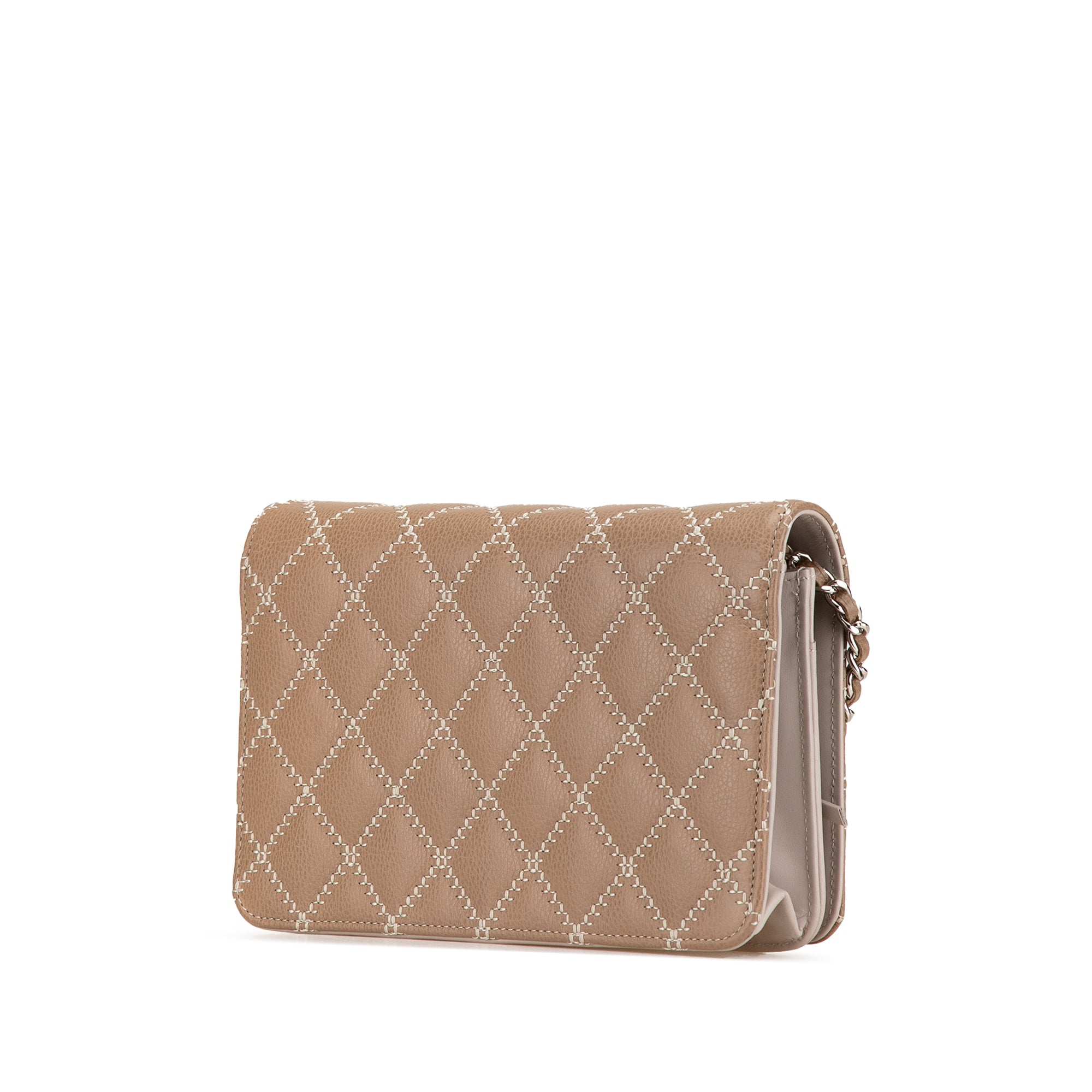 Chanel | Pre-Owned Quilted Calfskin Stitched CC Wallet on Chain | Brown