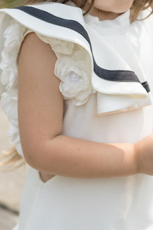 Girl | Alex Ruffle Dress with Contrast Line | White x Black