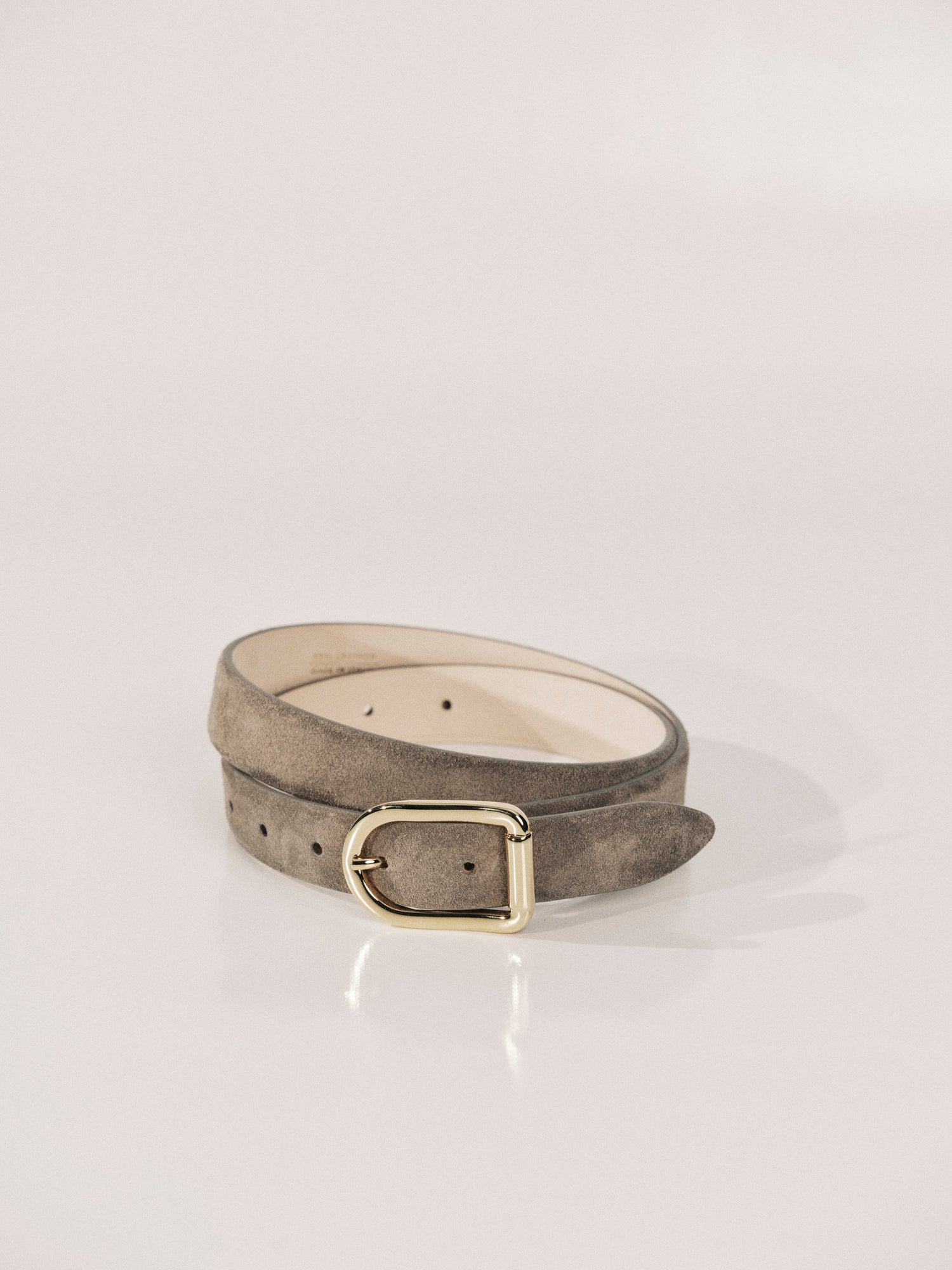 Mija Suede Belt | Light Grey & 24K Gold
