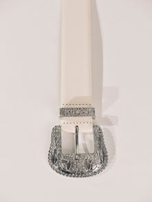 Western Etched Belt | Black & Silver