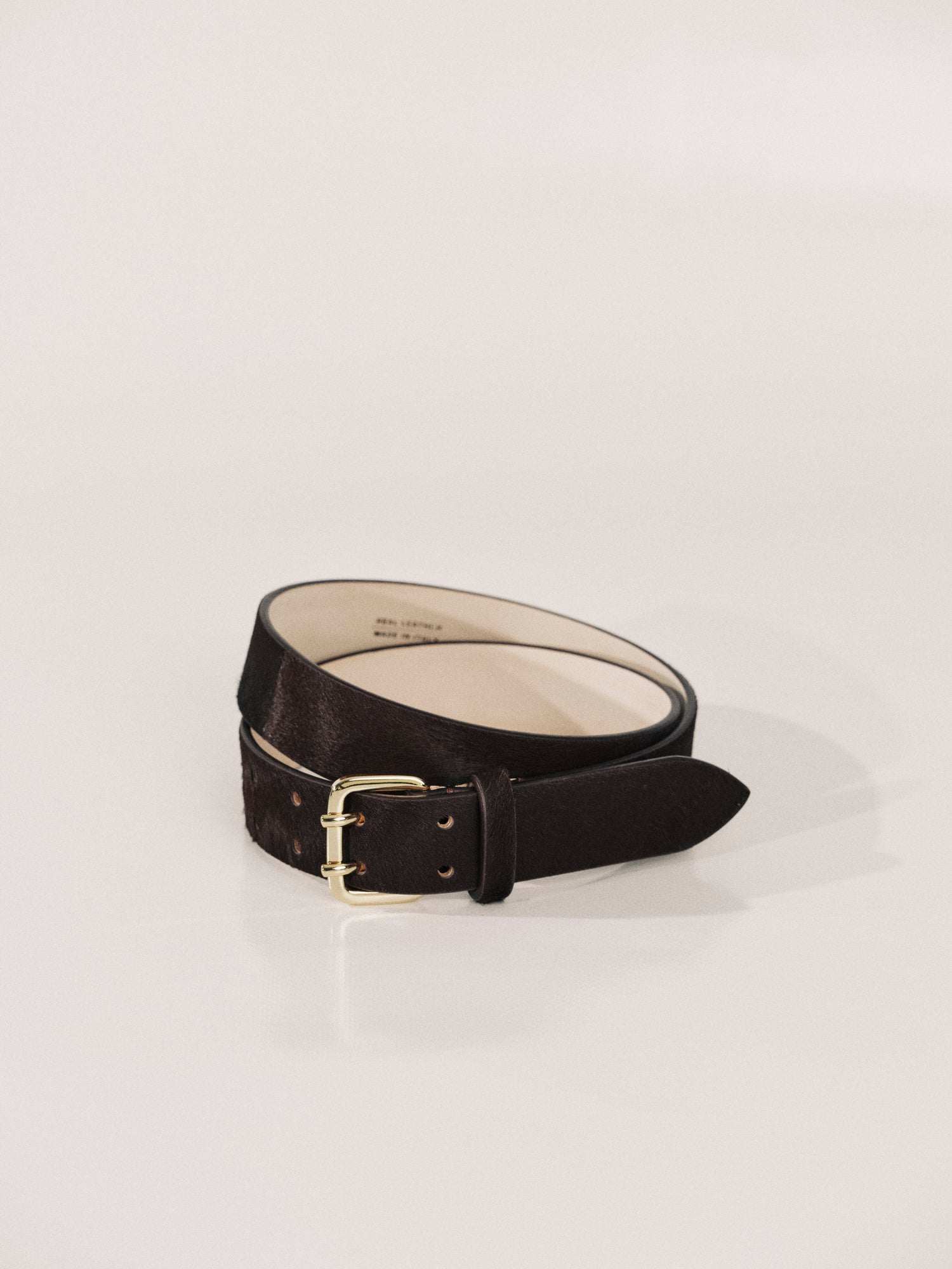 Mini Hutch Calf Hair Belt | Chocolate & 24K Gold