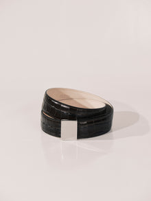 Brandt Belt | Dark Chocolate Croco & Silver