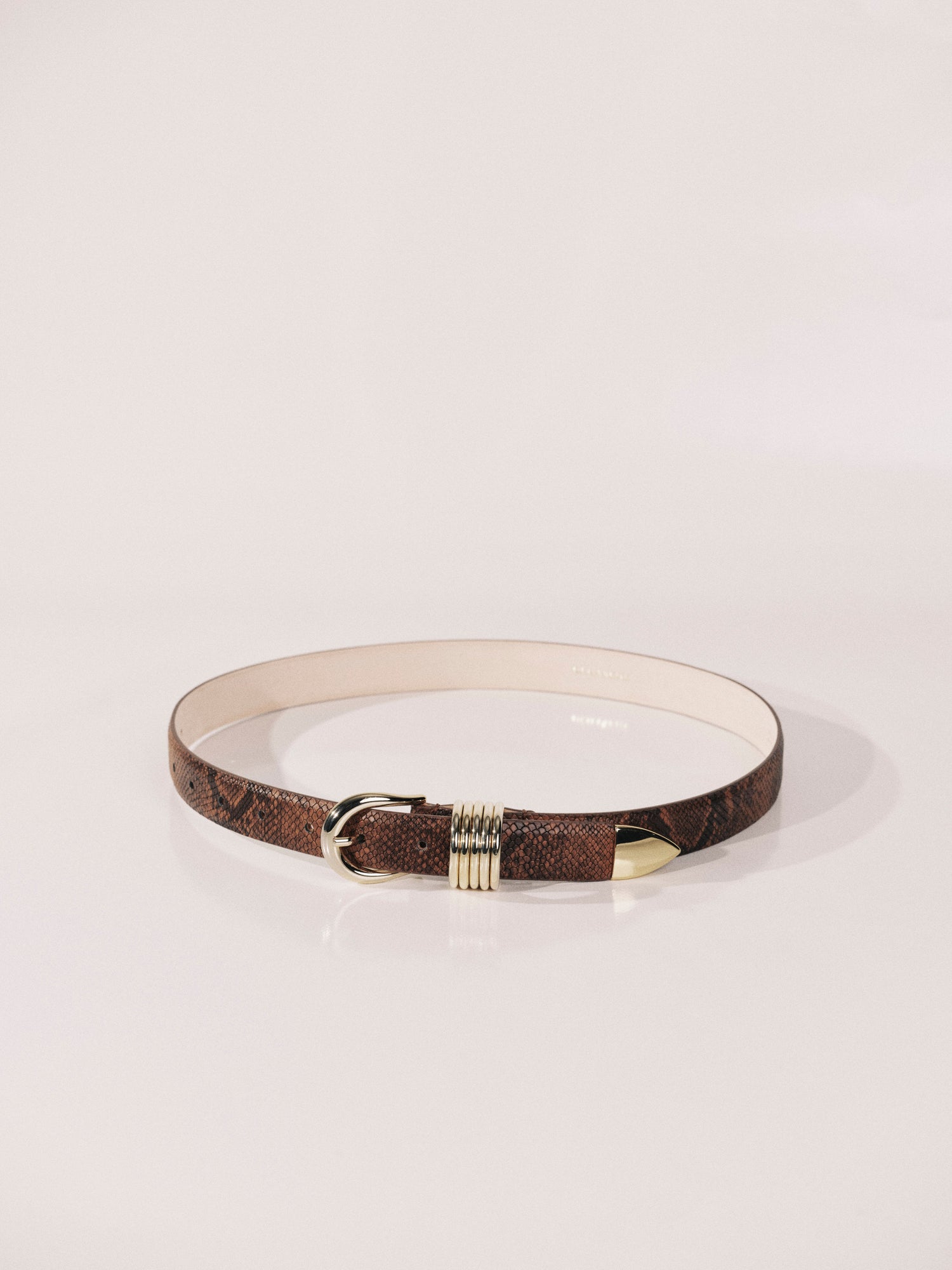 Hollyhock Belt | Brown Python & Pale Gold