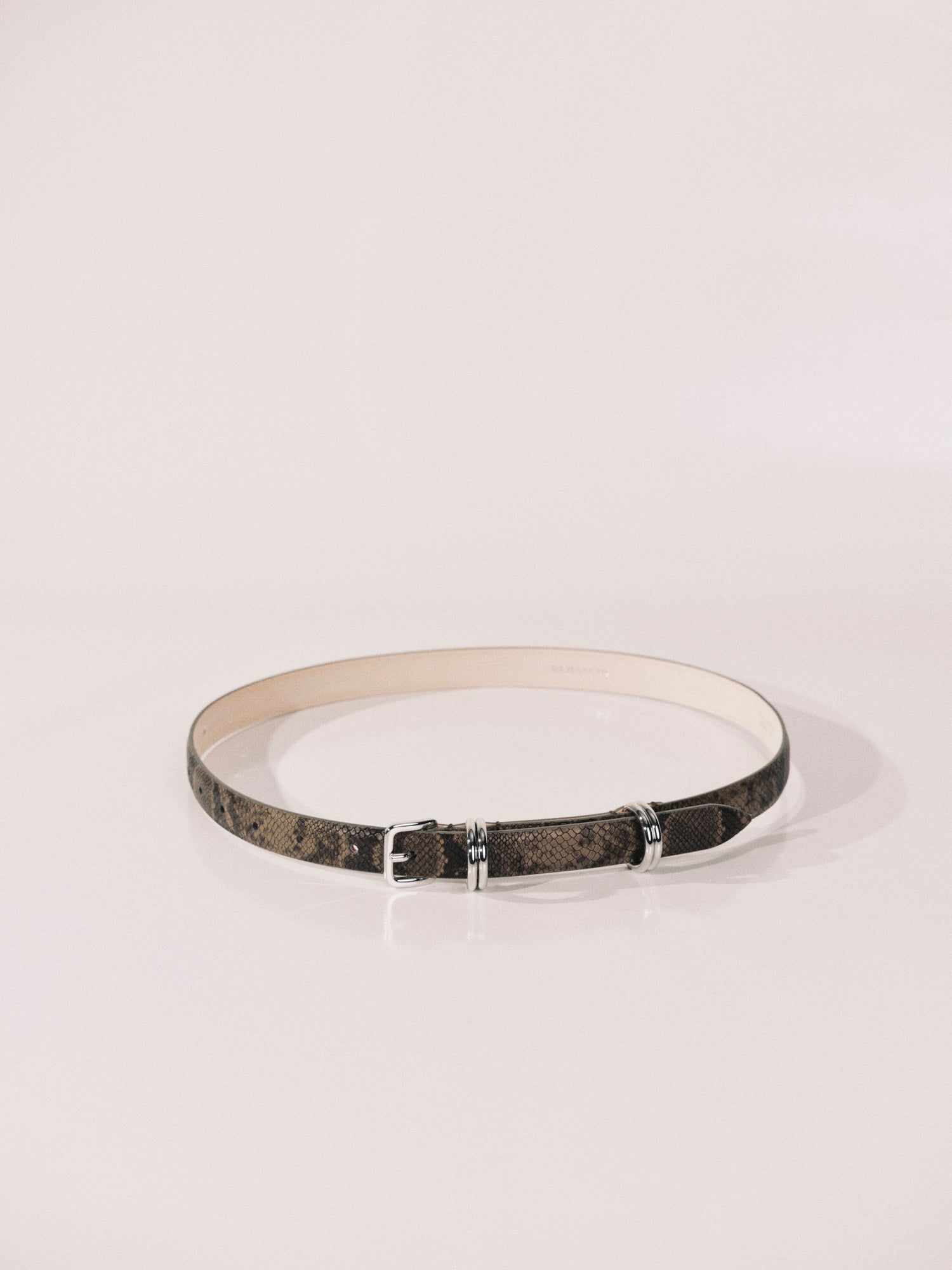 Constance Belt | Neutral Brown Snakeskin & Silver