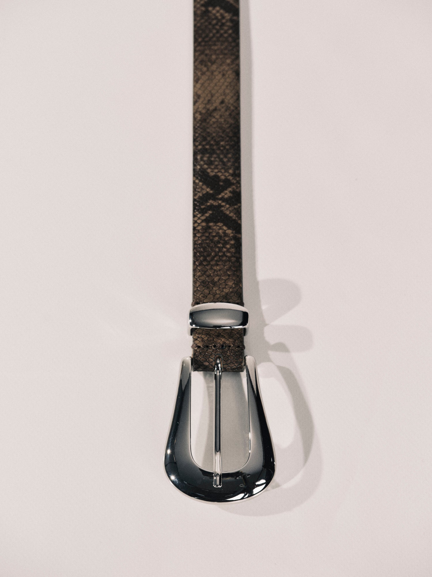 Colette Belt | Neutral Brown Snakeskin & Silver