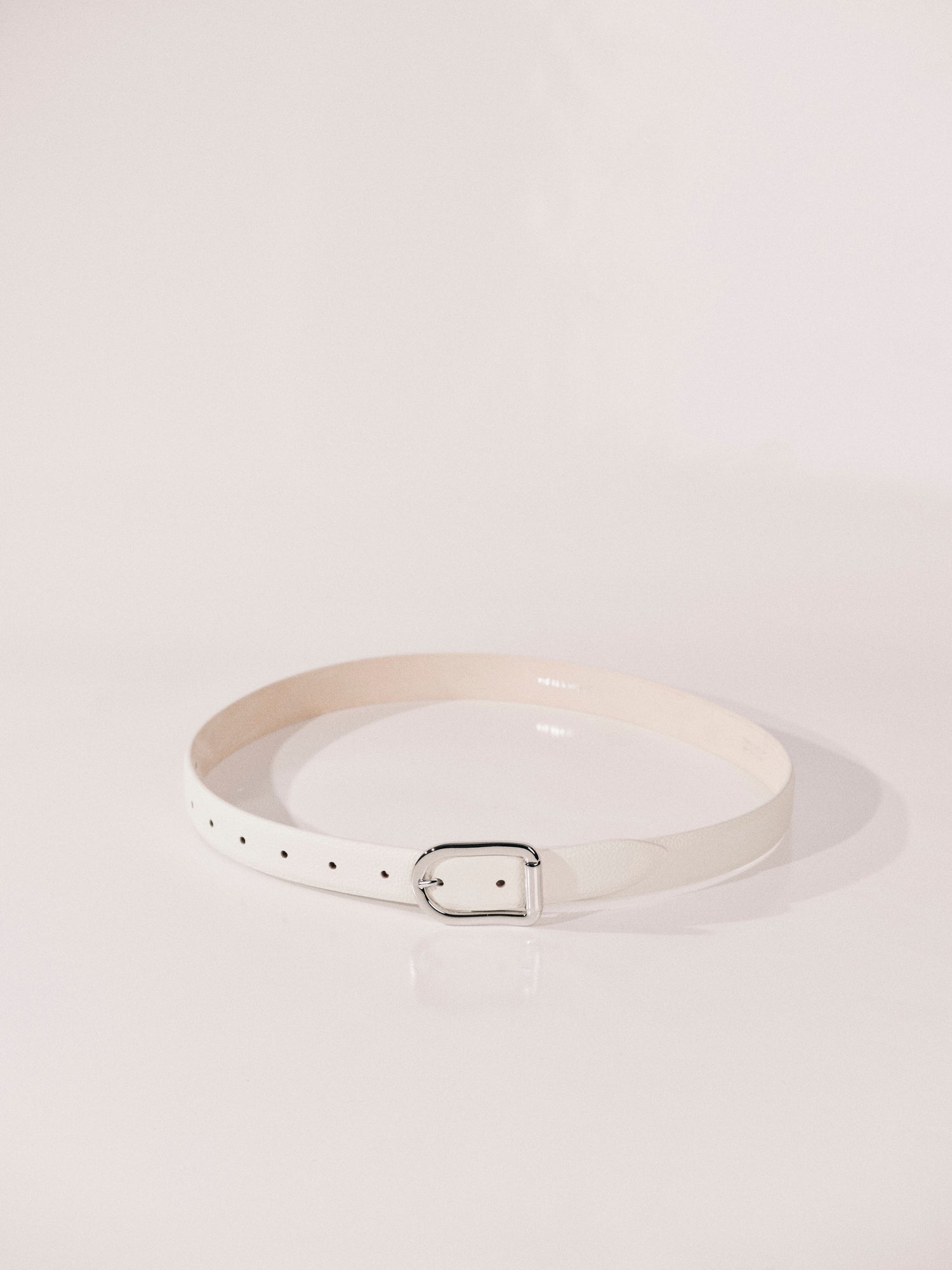 Mija Leather Belt | Ivory Pebble & Silver