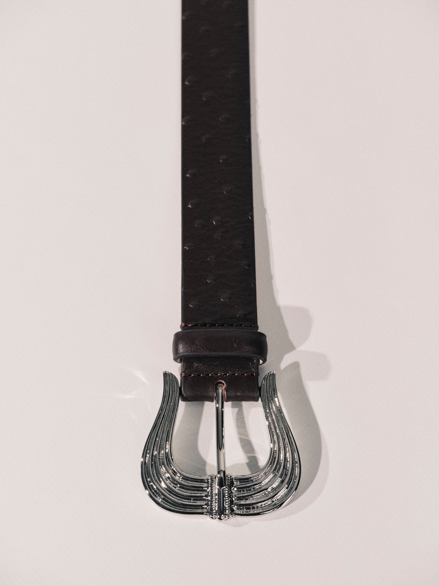 Cupid Ostrich Belt | Plum Ostrich & Silver
