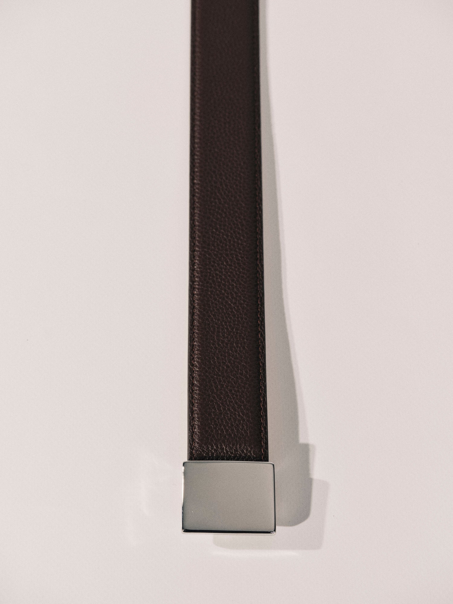 Brandt Leather Belt | Brown Pebble & Silver