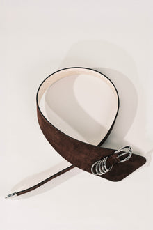Alcott Belt | Chocolate Suede & Silver
