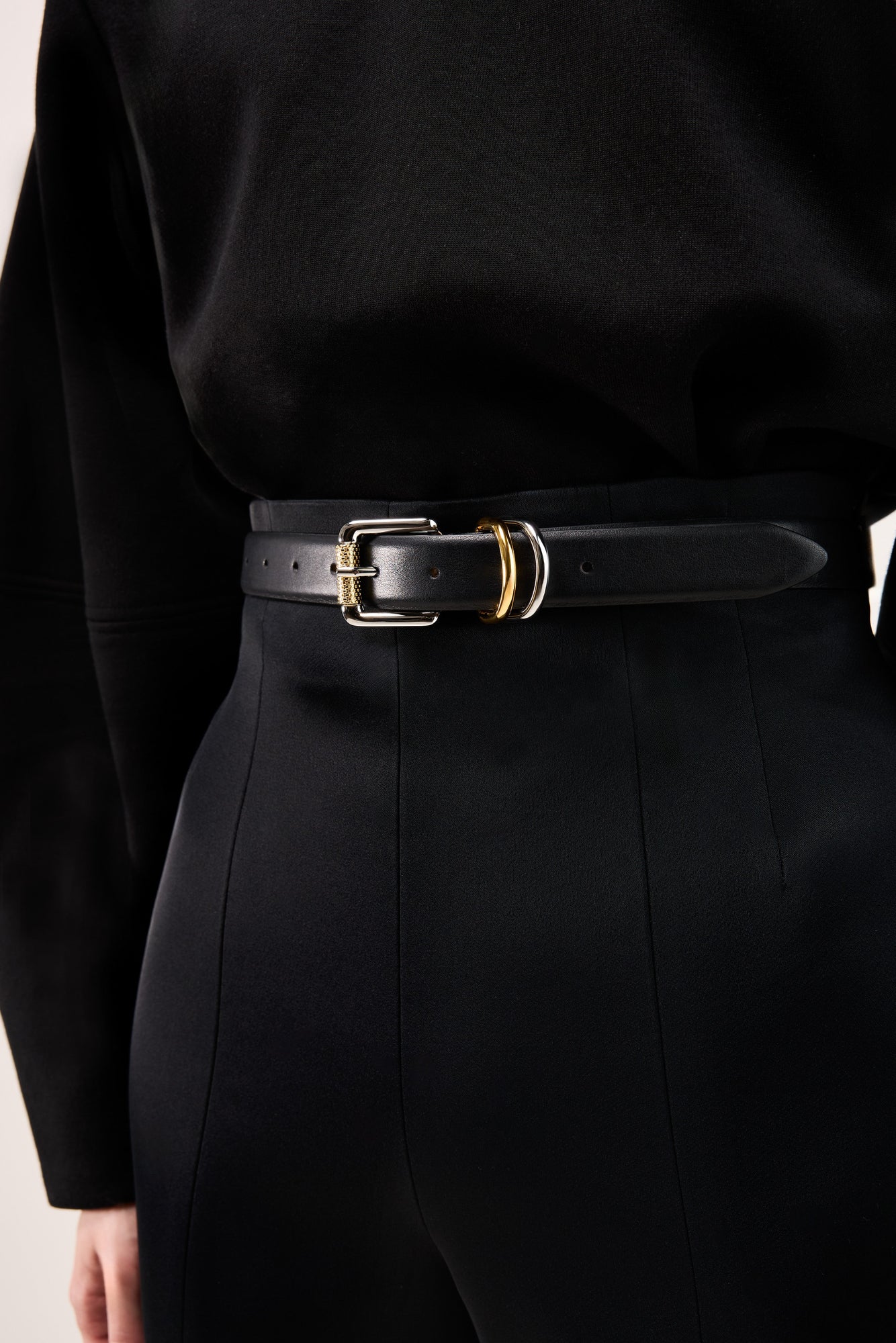 Alegra Wide Belt | Black & 24K Gold & Silver