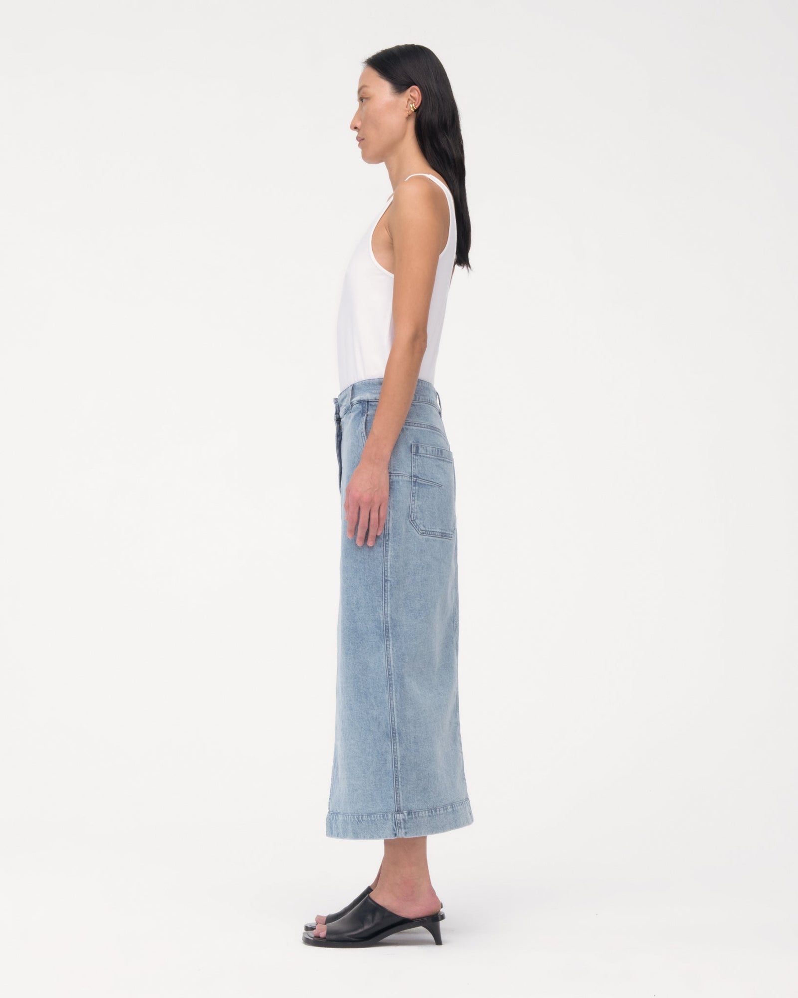 Another Tomorrow Denim Pencil Skirt in Light Blue Wash – Denim Women's Skirt