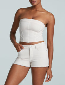 Do It All Denim Tube Top::Porcelain::Hover