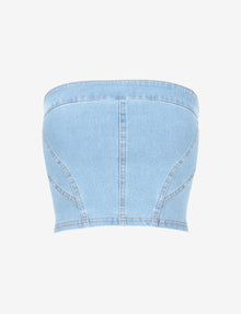 Do It All Denim Tube Top::Washed Indigo::Main
