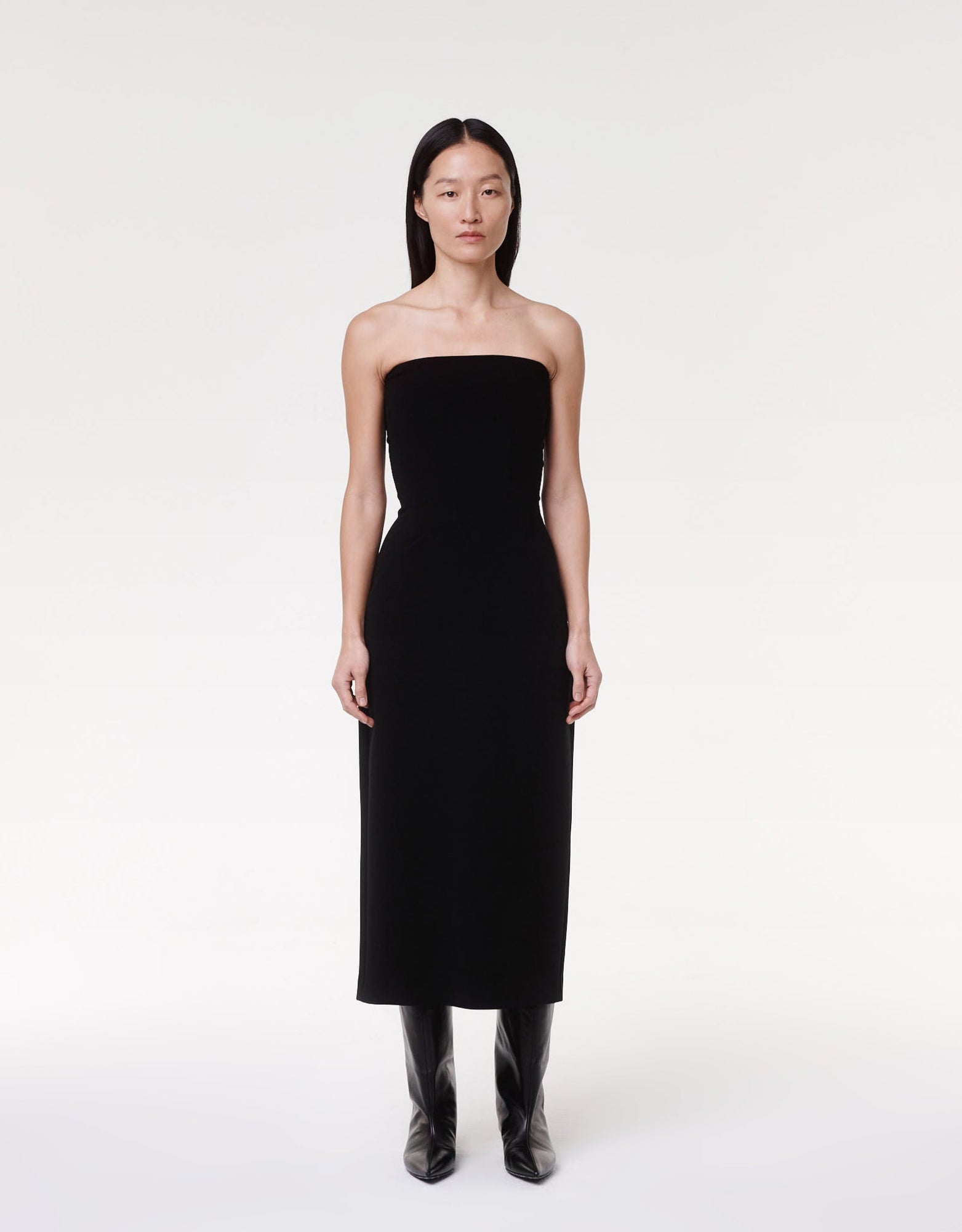 Another Tomorrow Doppio Structured Dress in Black – Wool Women's Dress