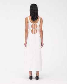 Another Tomorrow Double Tie Back Long Sheath in Off White – Crêpe
