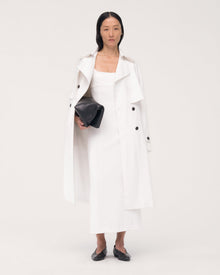 Another Tomorrow Double Tie Back Long Sheath in Off White – Crêpe