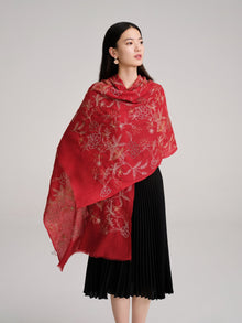 Heavy-duty Embroidery scarf | Red