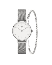 Womens | Petite Sterling & Tennis Bracelet Set | White | Silver