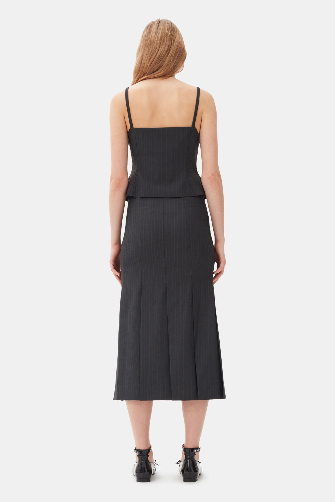 Dark Grey Stripe Suiting Vest Top | Phantom