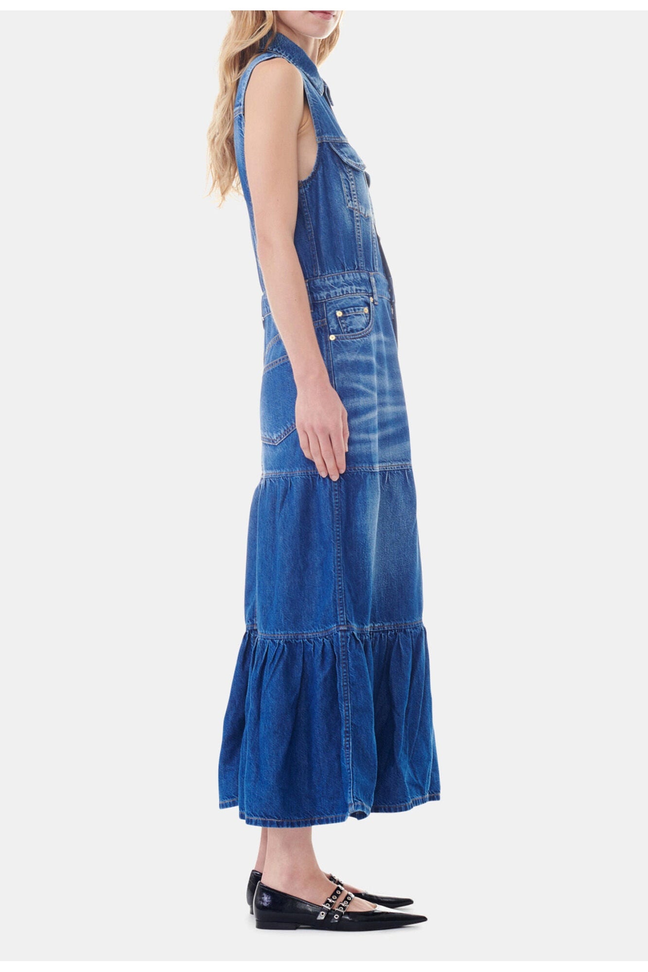 Denim Long Dress | Mid Blue Vintage