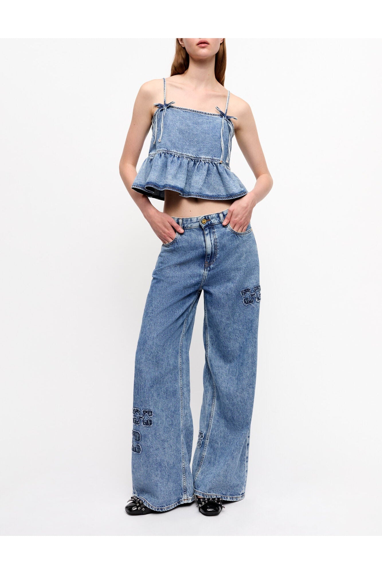 Denim Strap Top | Mid Blue Stone