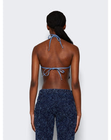 Di Petsa | Women | Frayed Denim Halter Top | Blue
