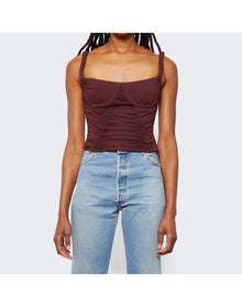 Dion Lee | Women | Smocked Doric Corset | Oxblood Red