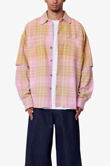 Dip Fade Flannel Shirt | Pink