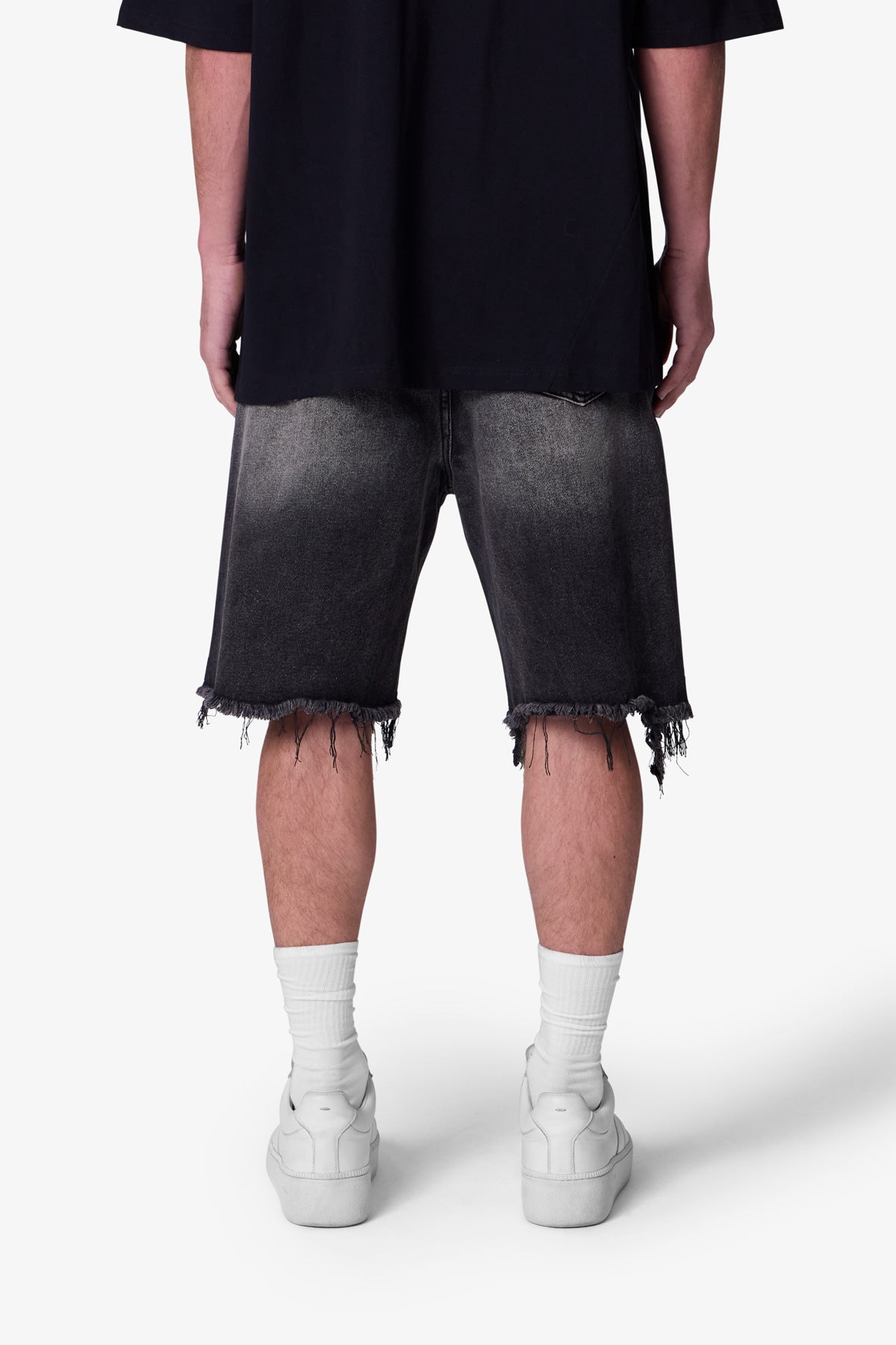 Distressed Spider Denim Shorts | Washed Black