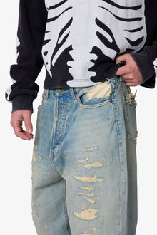 Distressed Ultra Baggy Denim | Blue