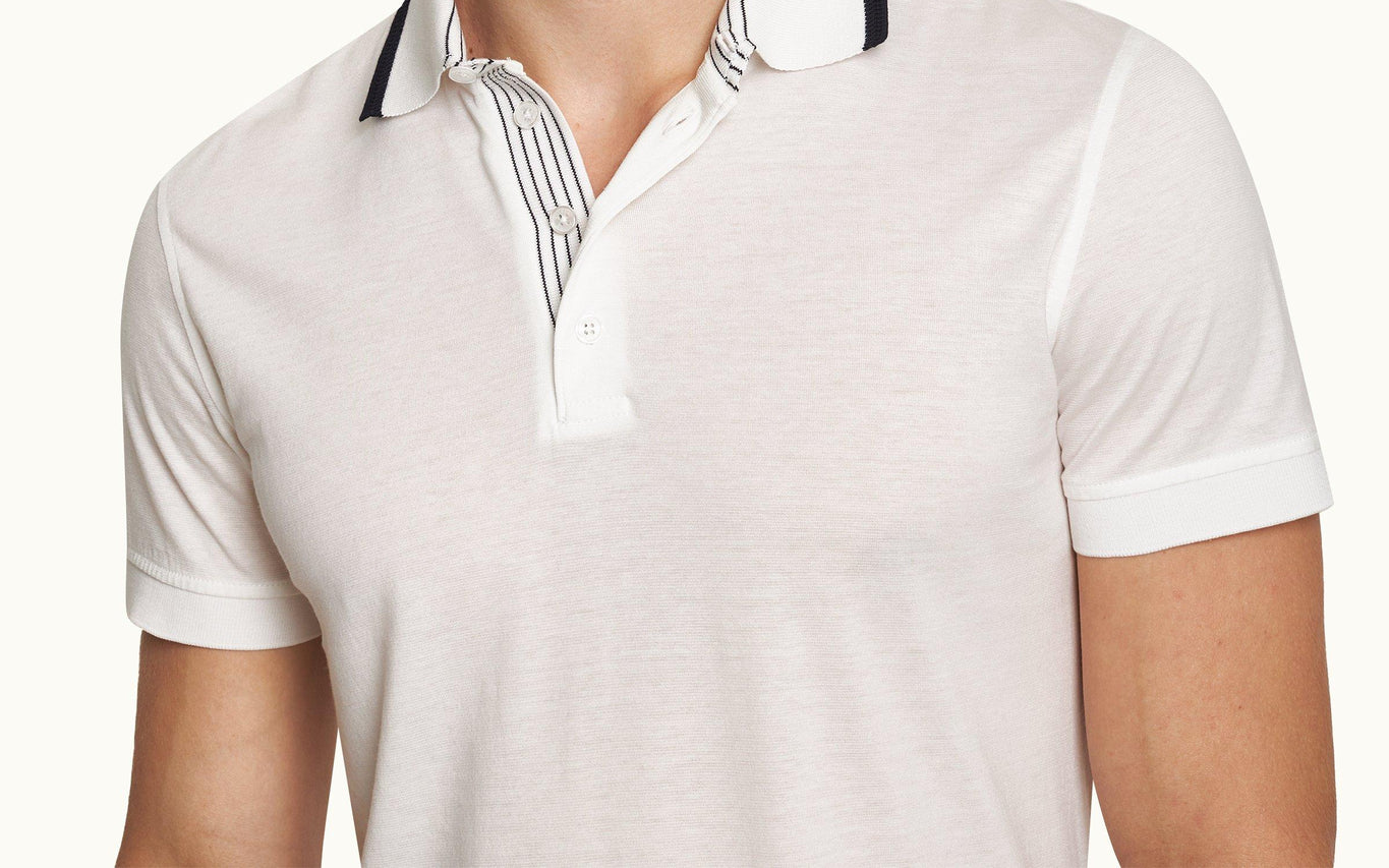 Dominic Tipping Collar Knit Polo Shirt | White