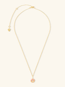 Donut Stawberry Glazed Necklace | 5A Grade Cubic Zirconia/Enamel | 14K Gold Plated Brass