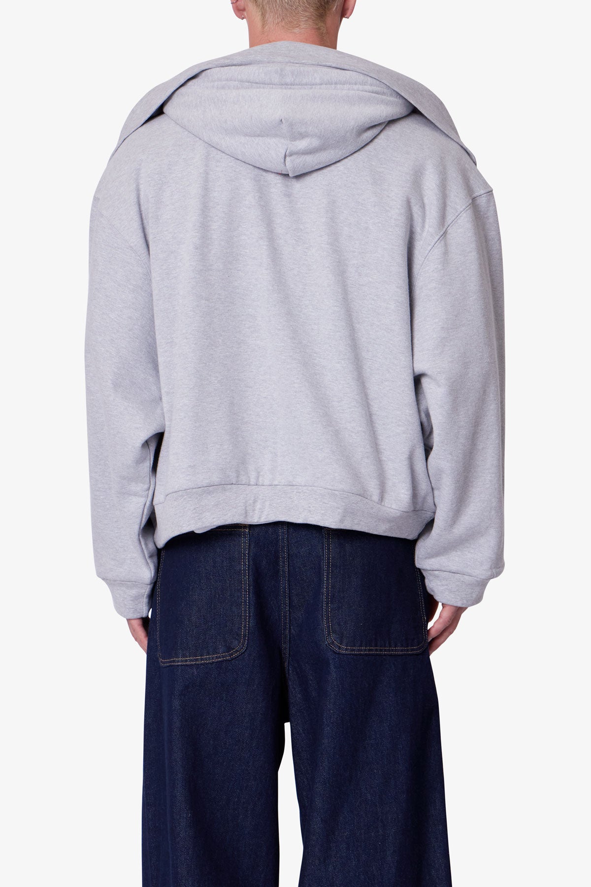 Double Layer Sleeve Scarf Hoodie | Grey